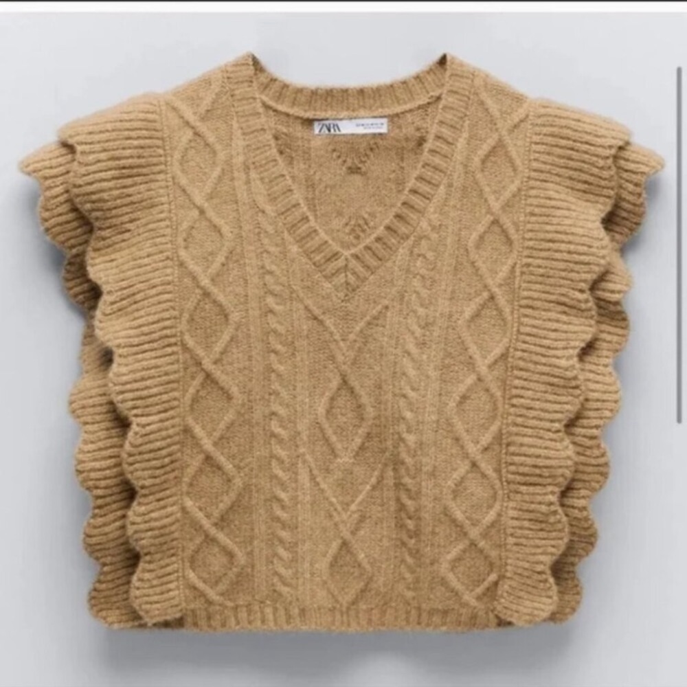 Zara Alpaca Wool Ruffle Sweater Vest
